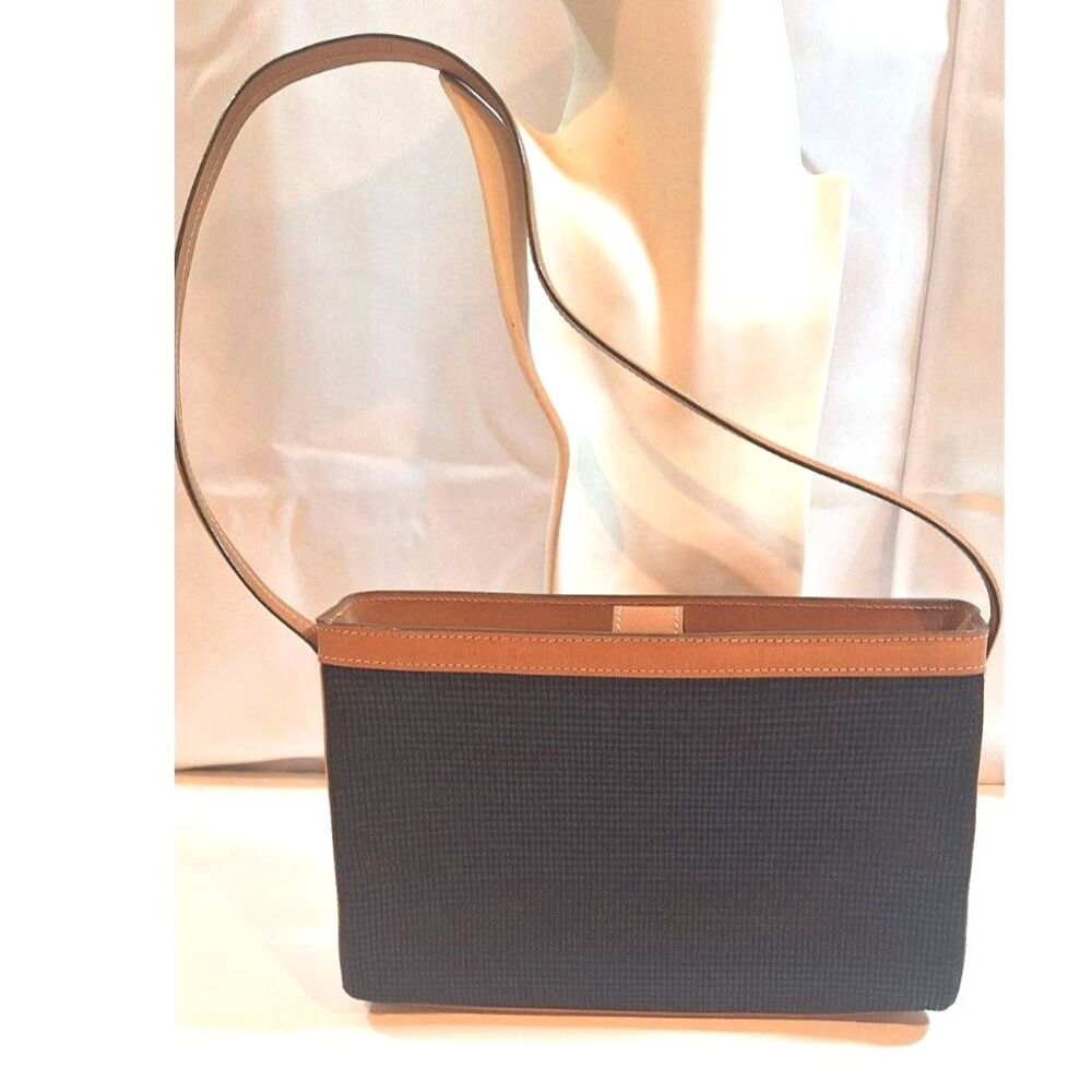 Tusk NY Women Brown Black Shoulder Handbag Zip Pockets Structured  Vintage 90s
